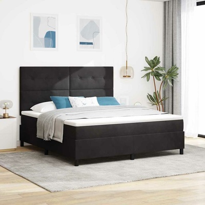 Postel s boxspringem s čelo Černý 200 x 180 cm samet