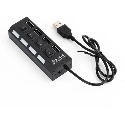 USB хъб No Brand, USB 2.0, 4 Порта, Черен - 12053 (12053)