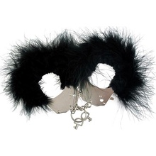 Cnex Metallic Handcuffs Feather Cov Black Pouta s kožešinou černá