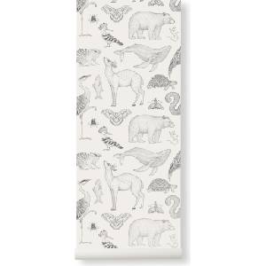 Ferm Living Тапет Katie Scott Animals крем (1100821768)
