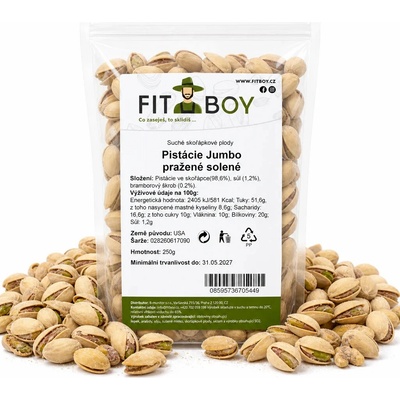 FITBOY Pistácie JUMBO pražené solené 250 g
