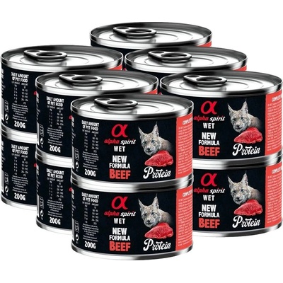 Alpha Spirit Котка Възрастен Говеждо Протеин 12 x 200 г