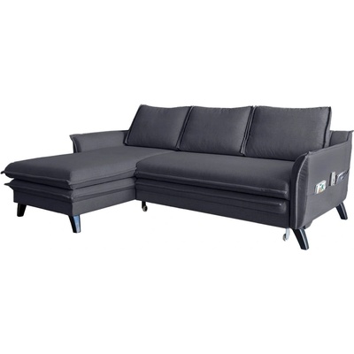 Miuform Антрацитен ъглов разтегателен диван, ляв ъгъл Charming Charlie - Miuform (Charming Charlie LCBKL-2QR LIN19)