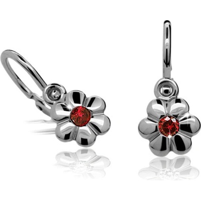 Zlatnictví zlatíčko zlaté dětské náušnice kytičky s rubínkem 960.00168