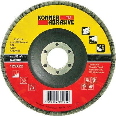 Kotúč KONNER D22 125x22 mm, A80, AluOxide, vejarový, lamelový