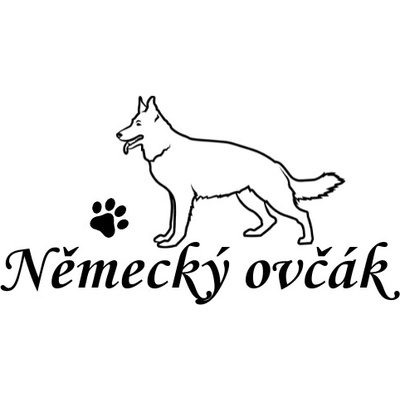 Nažehlovací nápis Německý ovčák Vzor: 2, Potisk: hnědá, Motiv: tlapka