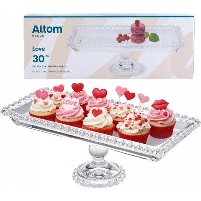 Altom Design Love Patrový podnos na zákusky muffiny ovoce skleněná na noze 30 cm