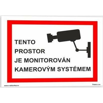 Traiva s.r.o Tento prostor je monitorován kamerovým systémem Verze: Samolepka 160 x 80 mm tl. 0.1 mm - transparentní - Kód: 10533