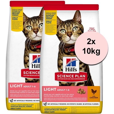 HILL'S Hill s Science Plan Light гранули за възрастни котки с пиле 2 x 10 кг