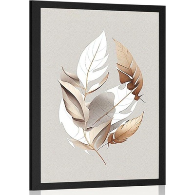 Plakát minimalistické měděné listy - 20x30 black
