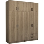 TopMebel Четирикрилен гардероб Victoria TopMebel с шкаф в цвят орех 200x60x240cm - topmebel - 1 066,57 лв