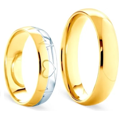 SAVICKI Сватбени халки: двуцветно злато, полукръгъл профил. 4 мм