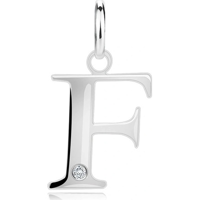 Šperky Eshop Diamantový přívěsek ze stříbra velké písmeno F kulatý briliant X18.20