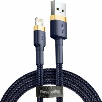 DeTech Кабел Baseus Cafule, от USB A(м) към Lightning(м), 1m, син (CALKLF-BV3)