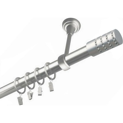 OK-GarnýžeCZ Garnýž kovová jednořadá 25mm Cylinder crystal satina 320 cm do stropu / kroužky s žabkou