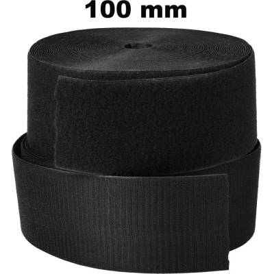 Pásek na suchý zip našívací Háček a Smyčka set, barva Černá 100 mm x 25 bm