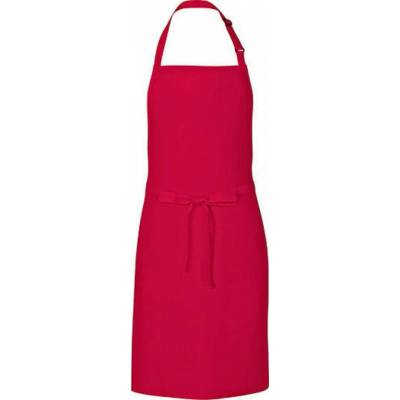 Link Kitchen Wear Univerzální keprová zástěra s laclem a nastavitelným páskem u krku Červená 72 x 85 cm X986