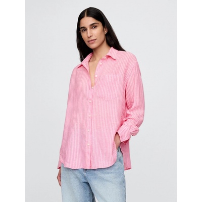 GAP Lněná oversize košile Big Shirt Růžová