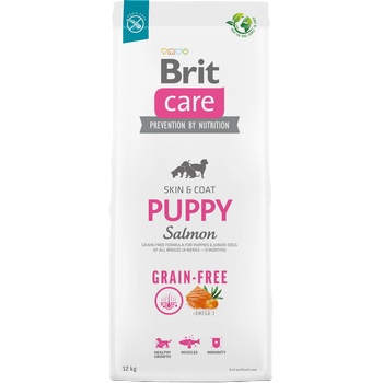 Brit Care Dog Grain-free Puppy/Junior Salmon, Skin and Coat- Супер премиум храна за подрастващи кученца със сьомга, за здравословно развитие и подпомагане на имунитета 12 кг