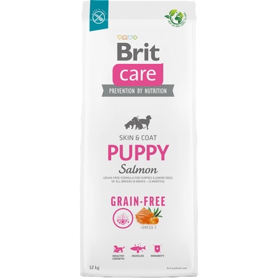 Brit Care Dog Grain-free Puppy/Junior Salmon, Skin and Coat- Супер премиум храна за подрастващи кученца със сьомга, за здравословно развитие и подпомагане на имунитета 12 кг