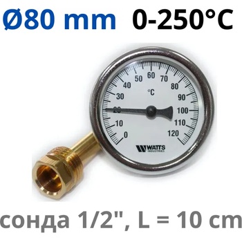 Image 1 of WATTS TB80-100 0-250°C 1/2" Термометър със сонда 100mm (TB80100250)