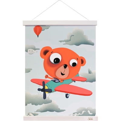 Art print plagát Skibi A3 - Skibi pilotom - biela lišta uni