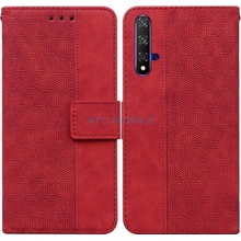 Pouzdro Shield4U Huawei Nova 5T YAL-L21, Honor 20 YAL-L21A Geometric Texture otevírací červené