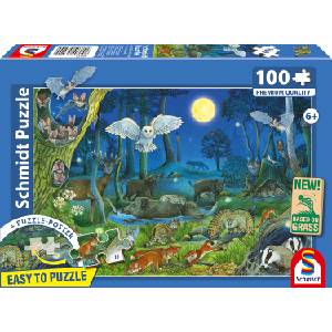 Schmidt Spiele Детски пъзел Schmidt от 100 части - Животните в нощната гора (56529) - baby