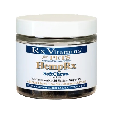 Rx Vitamins Inc RX Hemp FELINE - органичен CBD 1 мг, меки лакомства за котки 60 бр, 90 гр, Rx Vitamins САЩ - 8827