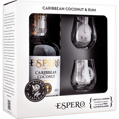 Espero Coconut & Rum + 2 poháre 40% 0,7 l (darčekové balenie 2 poháre)