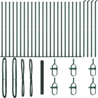 Oplocení ze svařovaného drátu s 13 sloupky s přírubami, zelený, 1,5 x 50 m, stabilní