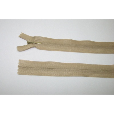 Zips krytý 3mm béžová nedeliteľný 18cm dederon