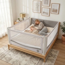 Zábrana na postel Monkey Mum® Premium - 200 cm - světle šedá