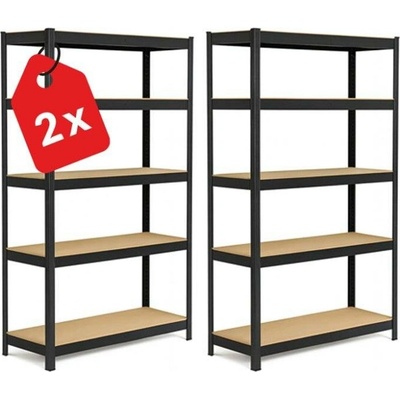 Výprodej-regálů.cz Regál 1800 x 900 x 400 mm 5 polic černý 2 ks