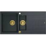Quadron Unique Evan 156 вградена композитна мивка, черен диамант - злато 100x50 см (HQE510050U8_PVDG1_P2O) Мивка за вграждане