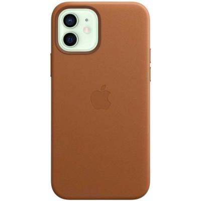 Apple Оригинален гръб Apple Leather Magsafe Cover за iPhone 12/12 Pro - Saddle Brown, MHKF3ZM/A