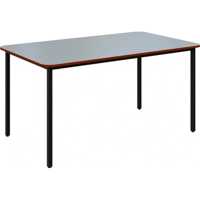 JSBR 150 N jídelní stůl kovová podnož černá deska 18 mm deska šedá s hranou cihlově červená 1500 x 900 mm
