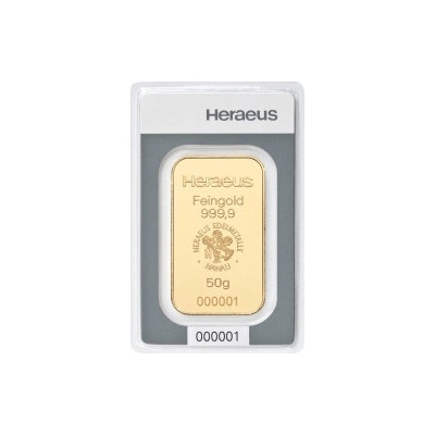 Heraeus zlatý zliatok 50 g