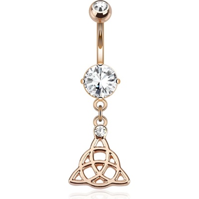 Šperky eshop piercing do pupíku z chirurgické oceli keltský uzel čirý zirkon měď SP15.26