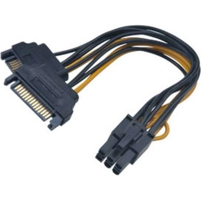 Kabel AKASA SATA redukce napájení ze 2x SATA na 6pin PCIe, 15cm