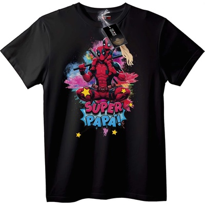 NOONEBRAND Тениска Deadpool Супер Татко - M, White