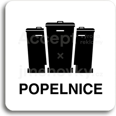 ACCEPT Piktogram popelnice V - bílá tabulka - černý tisk bez rámečku