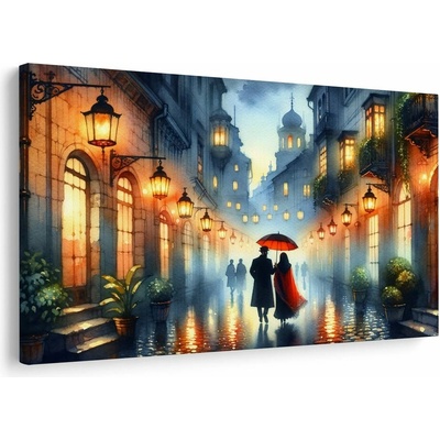 Obraz romantická procházka deštivým městem - 90x60