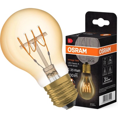Osram E27 A60 4.8W = 35W 400 lm 2200K teplá bílá vlákno stmívatelné Vintage 1906