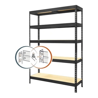 Kovona Praktik VRPRV1801204505C0001 1800 x 1200 x 450 mm 5 polic černý – Hledejceny.cz