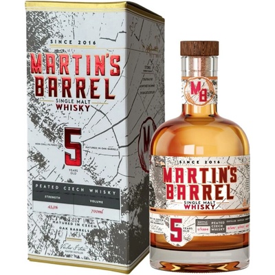 Martin´s Barrel 5y single malt peated whisky 43,3% 0,7 l (karton)