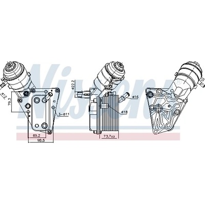 Olejový chladič, motorový olej NISSENS 91347
