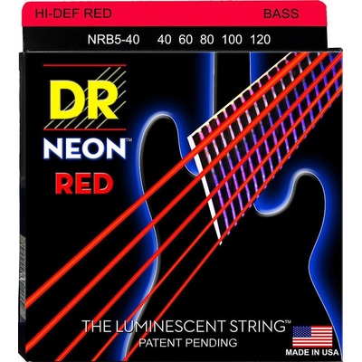 DR Strings NRB5-40 Neon Red Light 5-String