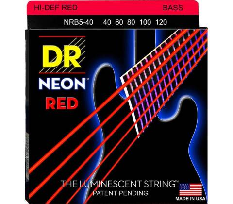 DR Strings NRB5-40 Neon Red Light 5-String