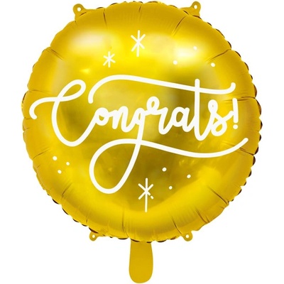PartyDeco Fóliový balón Gratulujem Congrats zlatý